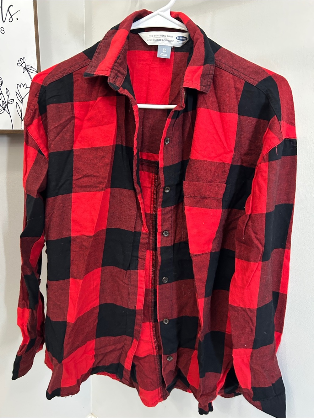 Old Navy Red and Black Buffalo Plaid Button-Down Shirt